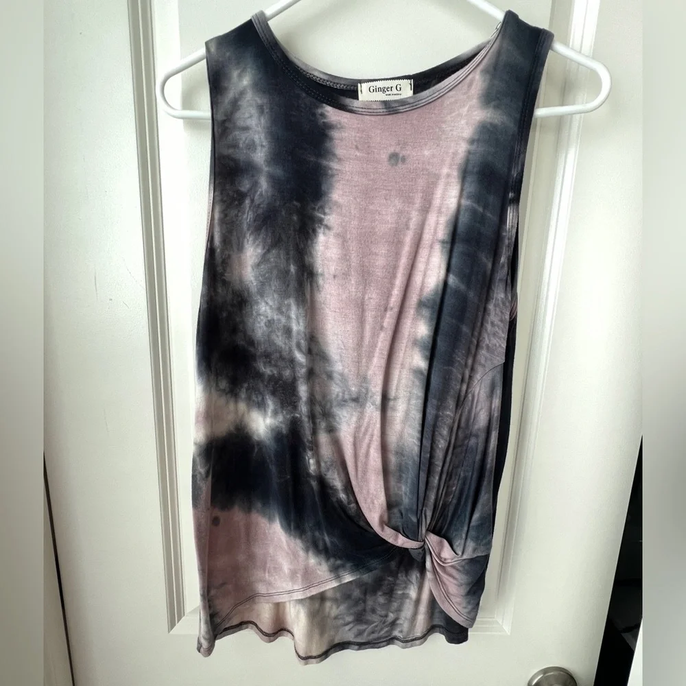 Ginger G Tie-Dye Tank Top - Black and Pink - Picture 1 of 3